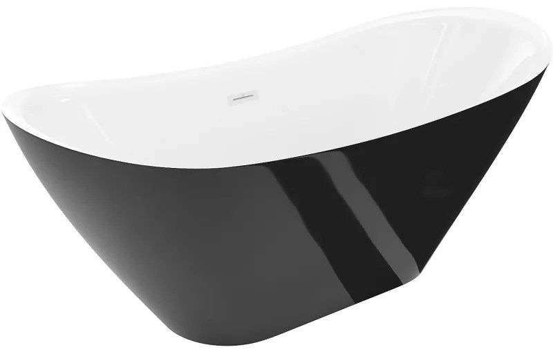 Mexen Lotos, voľne stojaca vaňa 140 x 75 cm, biela/čierna, biely prepad, 52051407775-20