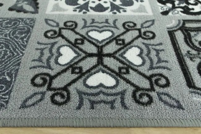Protišmykový behúň Patchwork - sivý