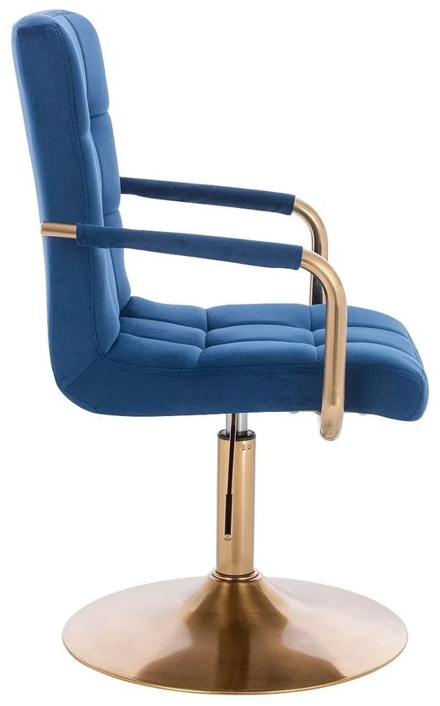 LuxuryForm DESIGN Stolička VERONA GOLD VELUR na zlatom tanieri - modrá