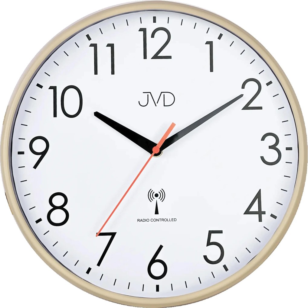 Rádiom riadené nástenné hodiny JVD RH502.2 – modrý rám, tichý chod sweep, 30 cm