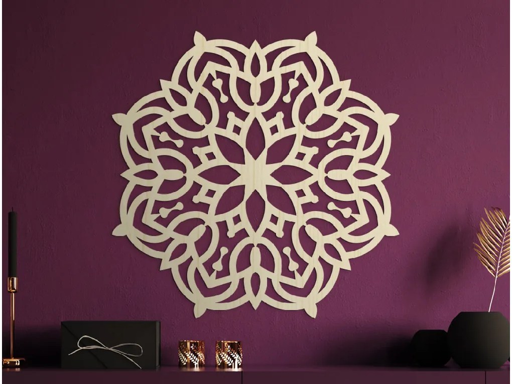 drevko Mandala na stenu Rast Rozmer obrazu: 44,5 x 44,5 cm, Farba dekorácie: Čierna