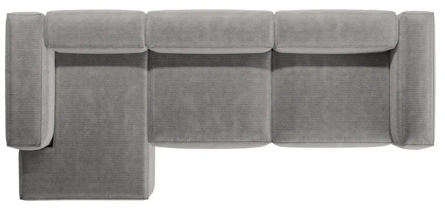 Svetlosivá menčestrová rohová pohovka (ľavý roh/s leňoškou) Bergamo – Cosmopolitan Design