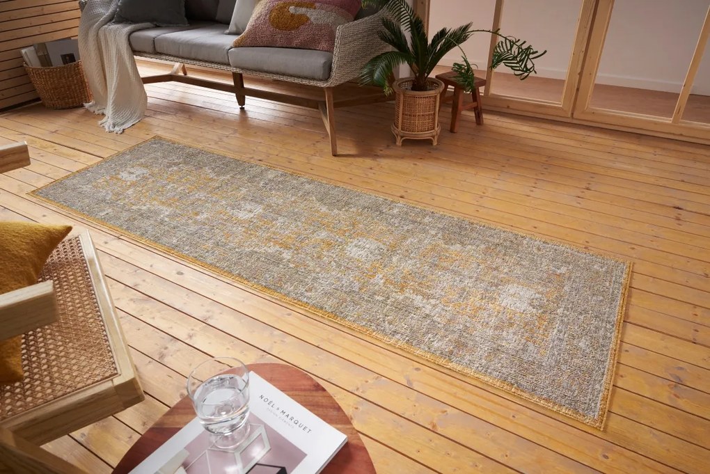 Hanse Home, Behúň Cairo 105590 Luxor Gold – na von aj na doma, 80x200, žltá, chodba / predsieň