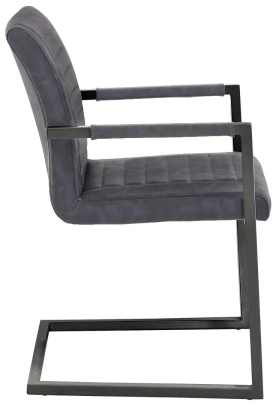 furniture-nabytek.cz - Sada 2 masivních křesel s područkou Picton, umělá kůže / kov, šedá/černá