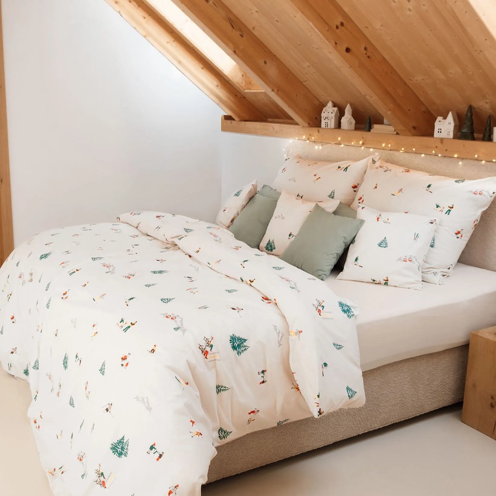 Goldea bavlnené posteľné obliečky - zimné radovánky 150 x 200 a 50 x 60 cm