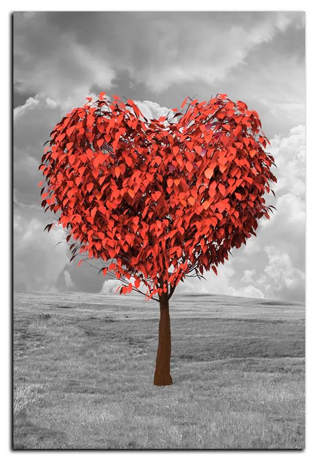 Obraz na plátne -  Srdce v tvare stromu- obdĺžnik 7106A (120x80 cm)