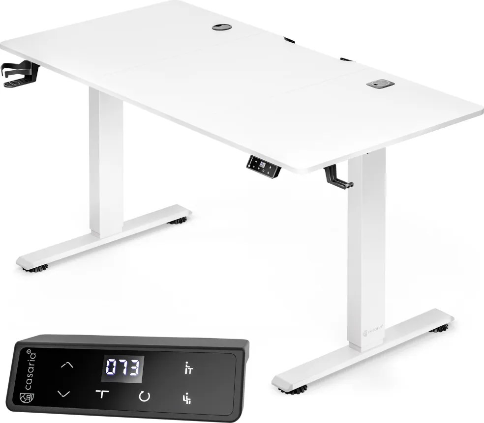 Výškovo nastaviteľný kancelársky stôl FLEXI, 140x60x72-117cm, biela Casaria