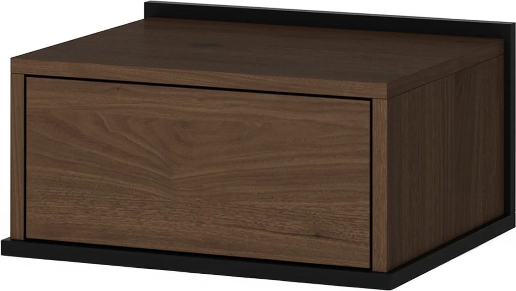 Závesná nočná skrinka Zenar so zásuvkou 50 cm - elegantný orech / čierna