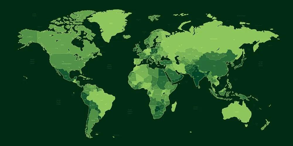 Obraz na korku detailná mapa sveta v zelenej farbe