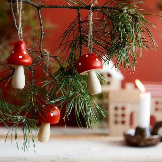 Závesná vianočná dekorácia VETTIN červené hríby 867151 (3 ks)
