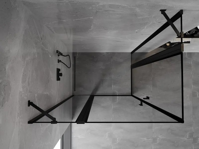 Mexen, Mexen Mist Duo výklopný sprchový kút 105 x 95 cm, čierny rám - 8A4-105L-095P-70-70
