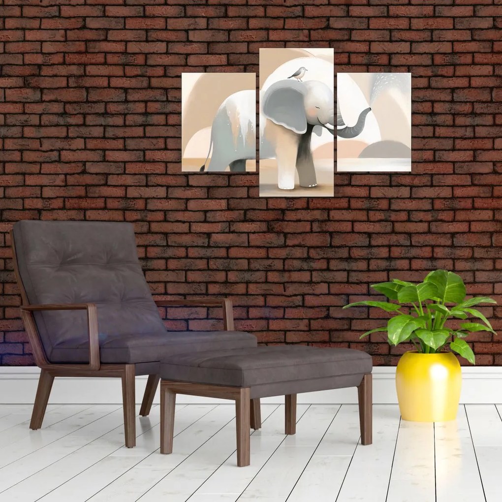 Obraz - Slon v pastelových farbách (90x60 cm)