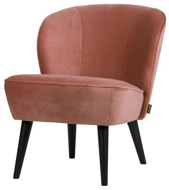 Ružové zamatové kreslo WOOOD Sara