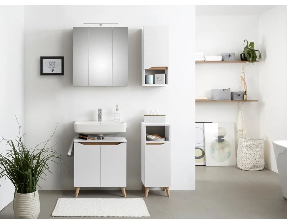 Biela nízka závesná skrinka bez umývadla 60x53 cm Set 857 – Pelipal