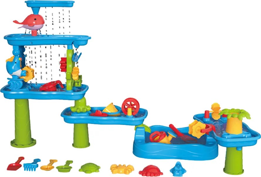 LEAN Toys Veľký interaktívny vodný park Stolové formy na piesok Mlyny