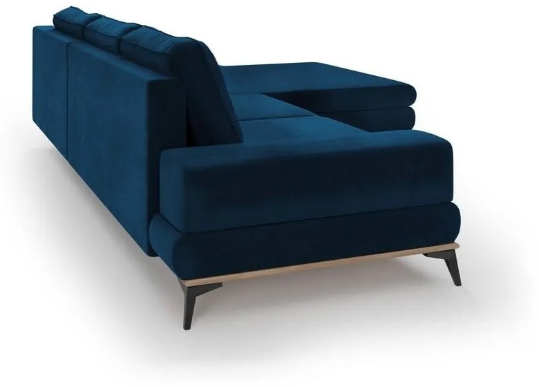 Kráľovskymodrá rozkladacia rohová pohovka so zamatovým poťahom Windsor & Co Sofas Astre, pravý roh