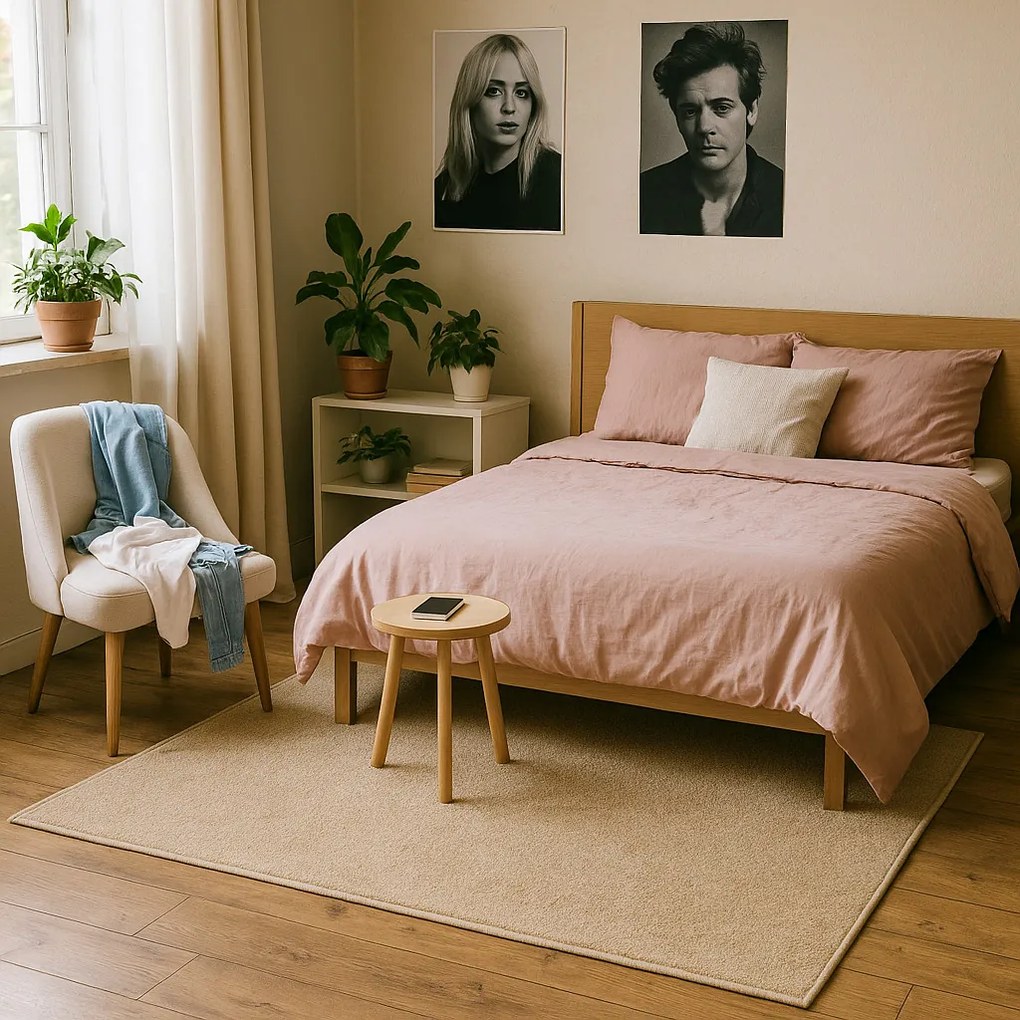 AladinWorld Expres, Kusový koberec Velur Ultra béžový štvorec, 200x200, béžová, obývacia izba