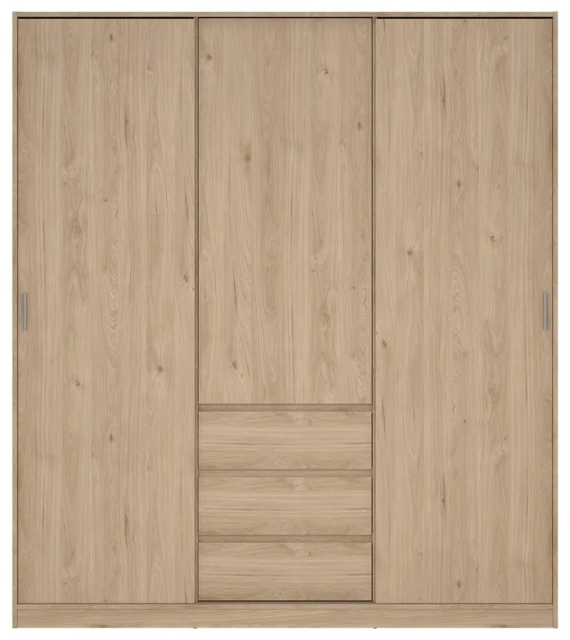 Šatníková skriňa v dekore duba s posuvnými dverami v prírodnej farbe 177x200x60 cm Naia – Tvilum