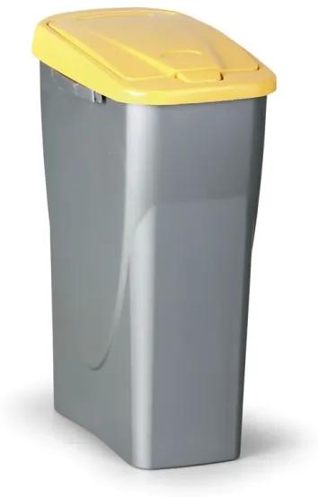 Plastový odpadkový kôš s vekom, 40 l, 250 x 420 x 620 mm, žlté veko