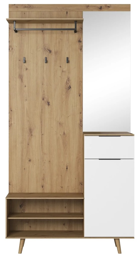 Predsieňová stena Nordic B 100 cm dub Artisan/biela