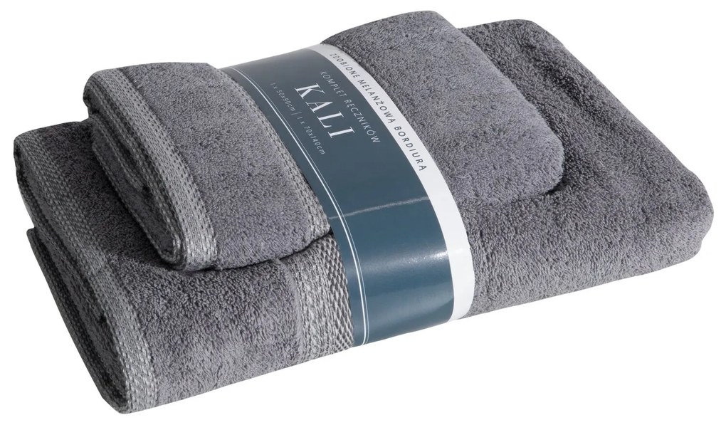 BAVLNENÝ UTERÁK KALI SADA 1KS 50X90 CM, 1KS 70X140 CM TMAVOSIVÁ