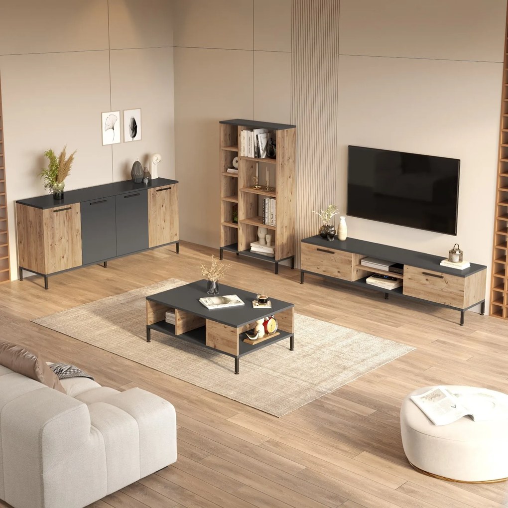 Súprava nábytku do obývacej izby RI6 borovica Atlantic/antracit