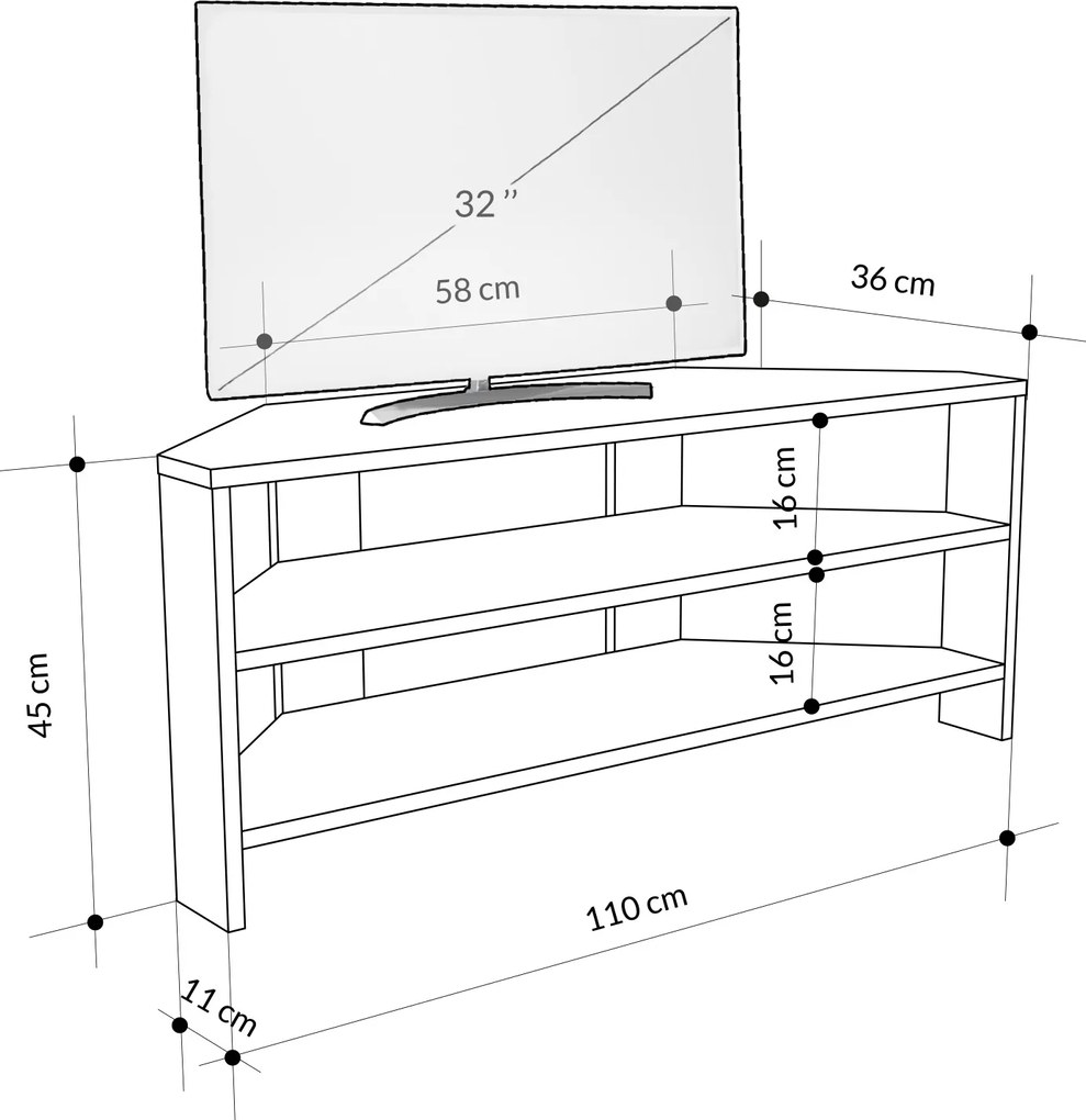 Rohový TV stolík Houseland Thales dub prírodný