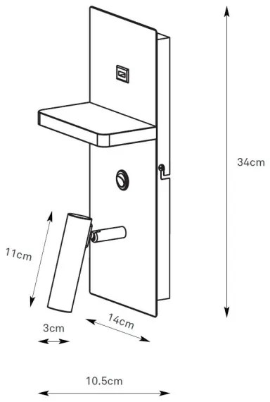 Markslöjd 109018 - LED nástenné svietidlo s poličkou a USB portom CARICA 4W/230V čierne