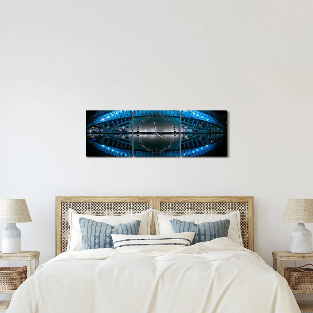 Obraz futbalového štadióna (s hodinami) (90x30 cm)