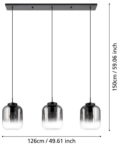 Eglo 390104 - Luster na lanku BULCIAGO 3xE27/40W/230V dymová