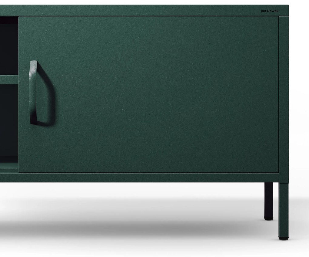 Široká kovová TV skrinka XL na nožičkách, fľaškovozelená, 1700x400x500 mm: ROSARIA