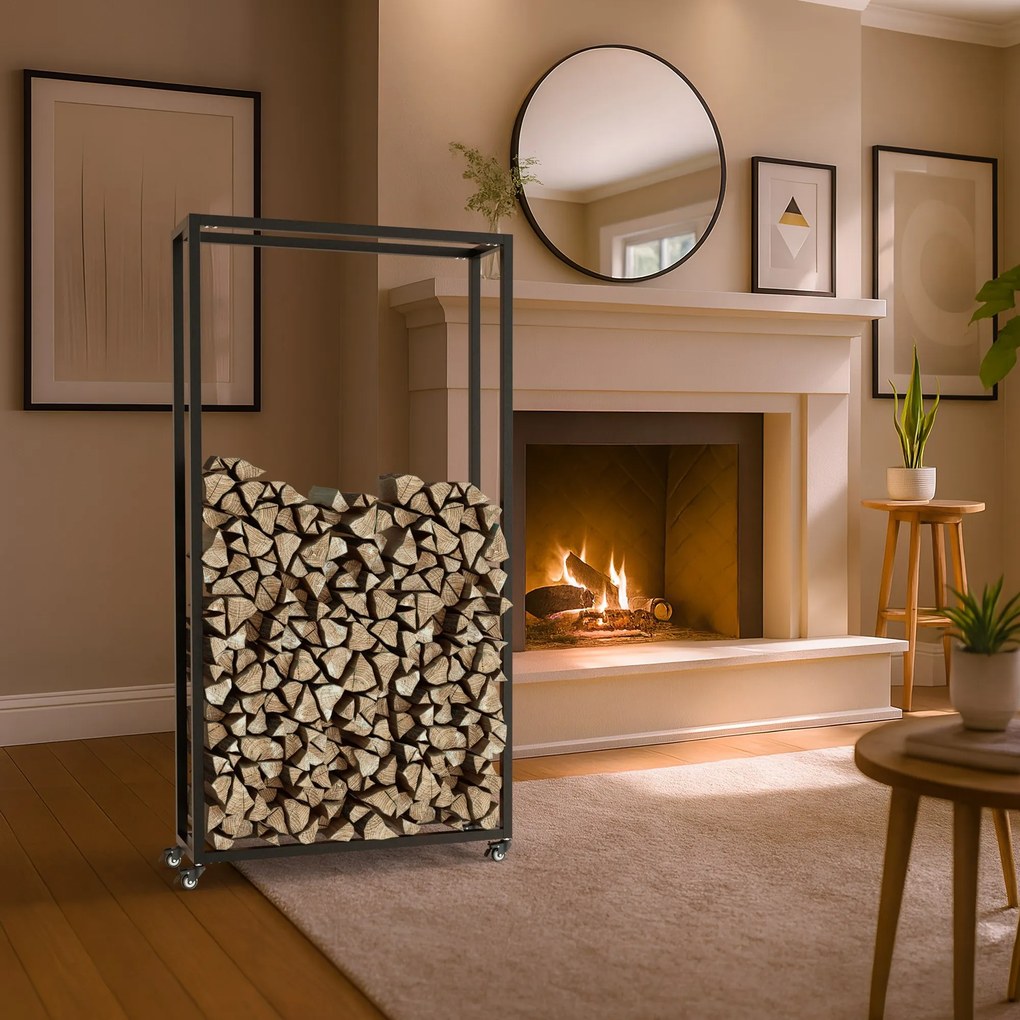 Stojan na drevo Hilta 25x80x150 cm - čierna