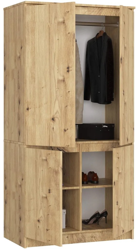 Šatníková skriňa CLP S90/4D dub artisan