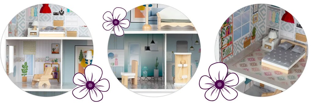 Veľký drevený domček pre bábiky 3-poschodový Ricokids RK-878 787801