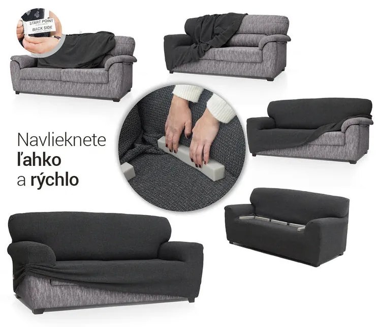 Super strečové poťahy HARMONIA zelená rohová sedačka (š. 340 - 540 cm)