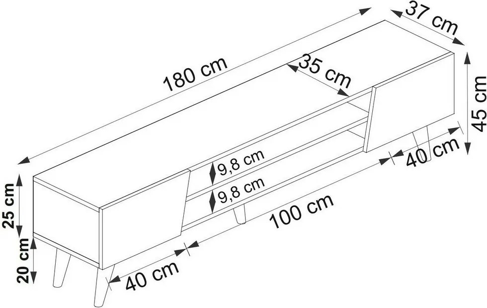 Clark TV stolík z orechového dreva a béžovej farby