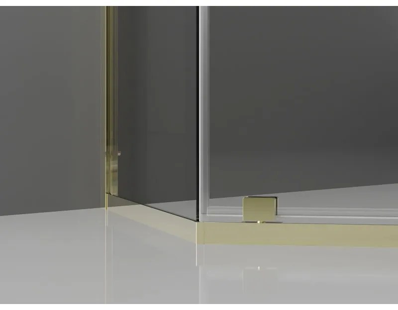 Mexen Exo, päťuholníkový výklopný sprchový kút 90 x 90 cm, číre sklo, zlatá, 812-090-090-50-00