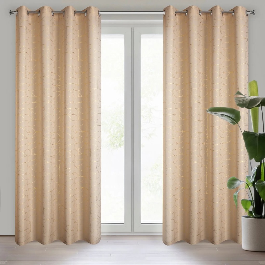 ZÁVES NA KRÚŽKOCH EVI 140X250 CM BÉŽOVÁ