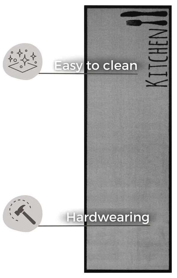 Sivý behúň Zala Living Cook &amp; Clean Kitchen Cutlery, 150 x 50 cm