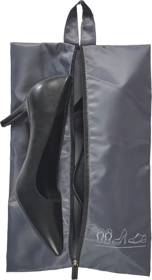 Cestovný vak na topánky na zips, organizér na topánky do kufra, sivý ZIP