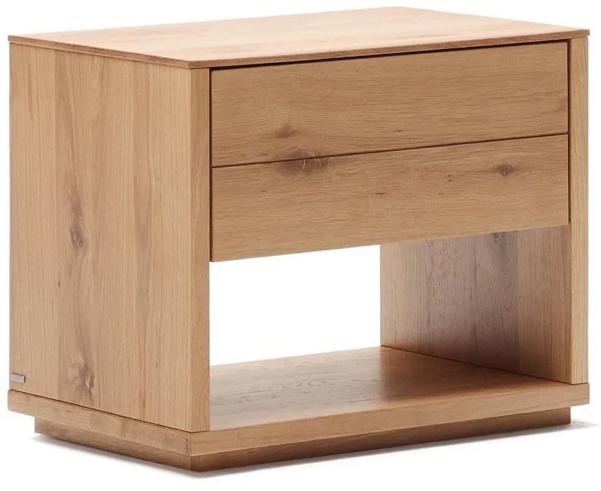 Nočný stolík v dekore duba v prírodnej farbe Alguema – Kave Home