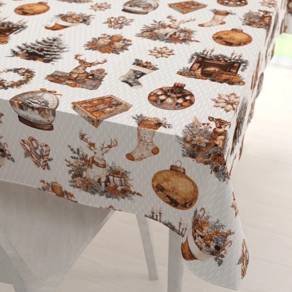 Biante Bavlnený obdĺžnikový obrus Sandra SA-543 Vianočná atmosféra 80x120 cm