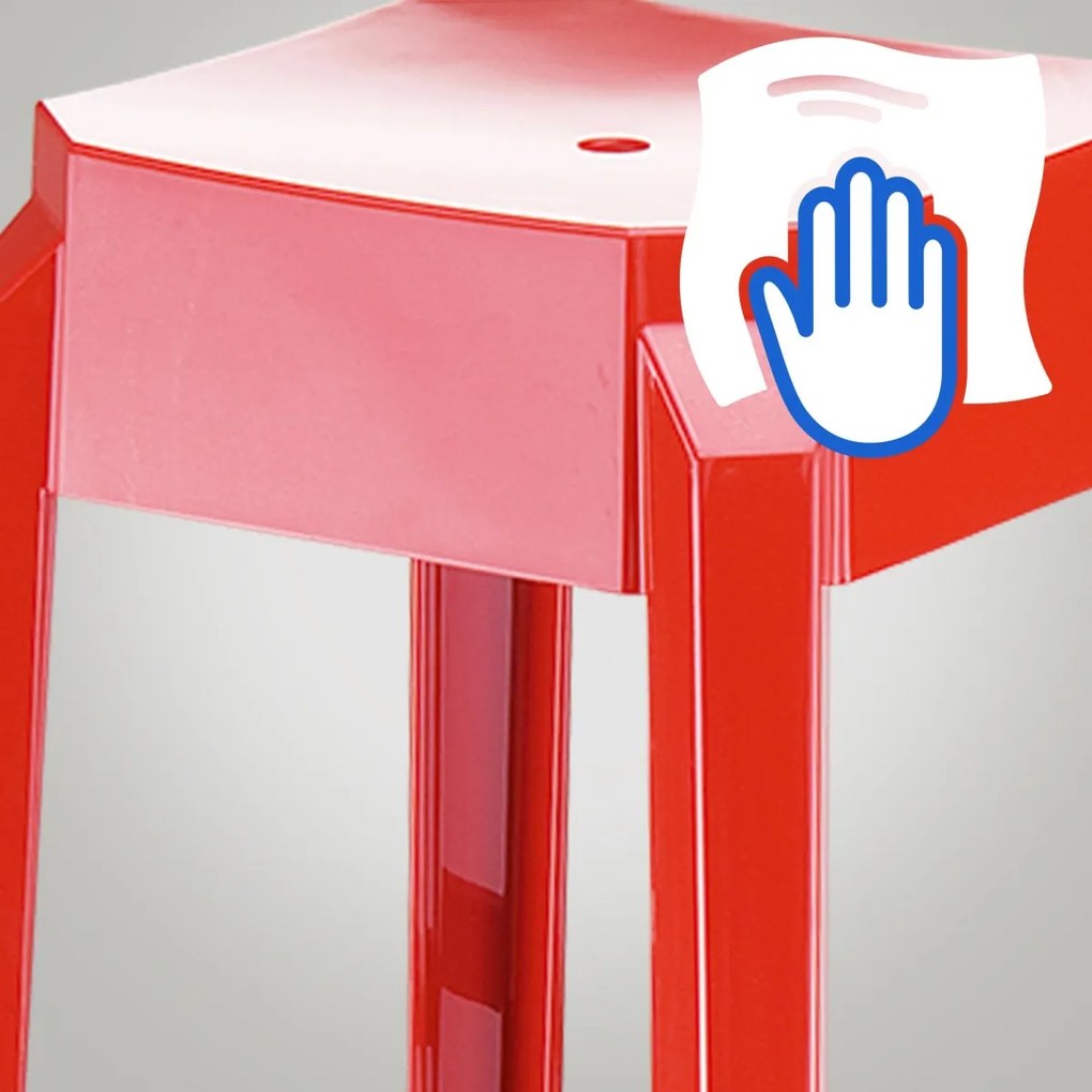 Plastová barová stolička FOX (SET 2 ks) - Červená