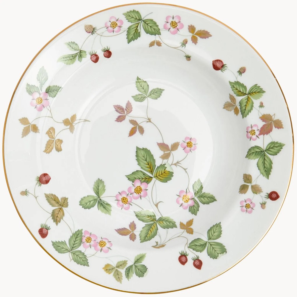 Hlboký tanier z jemného kostného porcelánu's dekoračným okrajom Wild Strawberry