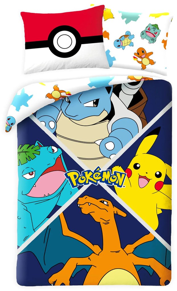 DETSKÉ OBLIEČKY Z MIKROVLÁKNA POKEMON 140X200 CM, 1 KS 70X90 CM VZOROVANÉ