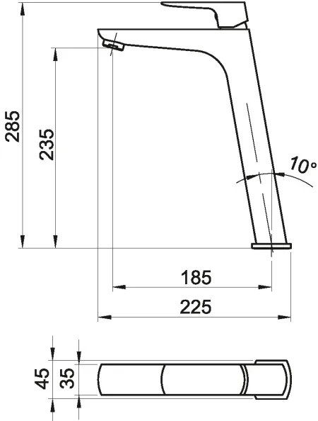 Novaservis - Umývadlová batéria NOBLESS EGO 28,5 cm matná čierna