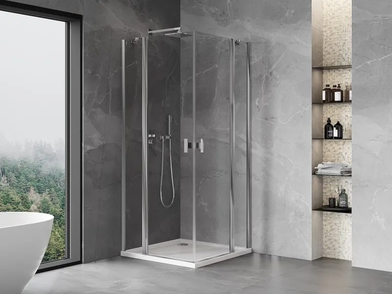Mexen, Mexen Mist Duo výklopný sprchový kút 105 x 105 cm, priehľadný, chróm - 8A4-105-105-01-00