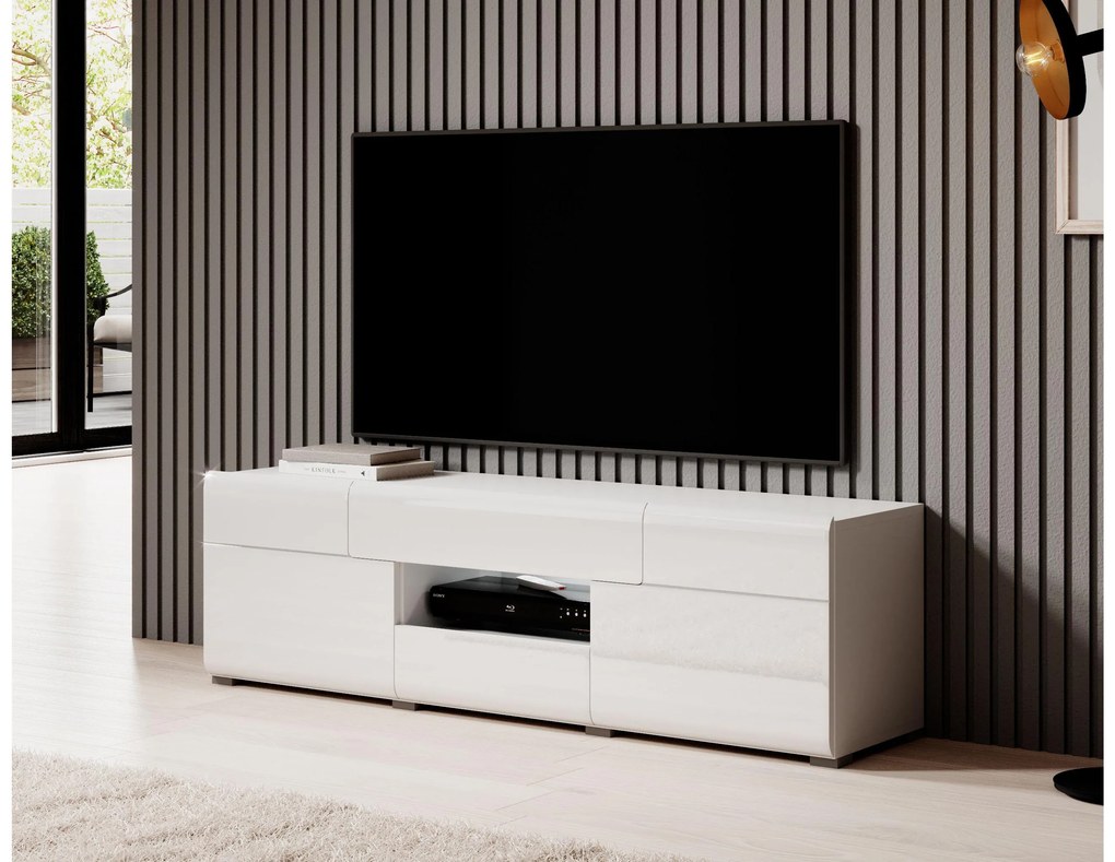 TV stolík Tamie Typ 41 (biela + lesk biely). Akcia -16%. Vlastná spoľahlivá doprava až k Vám domov. 1030379