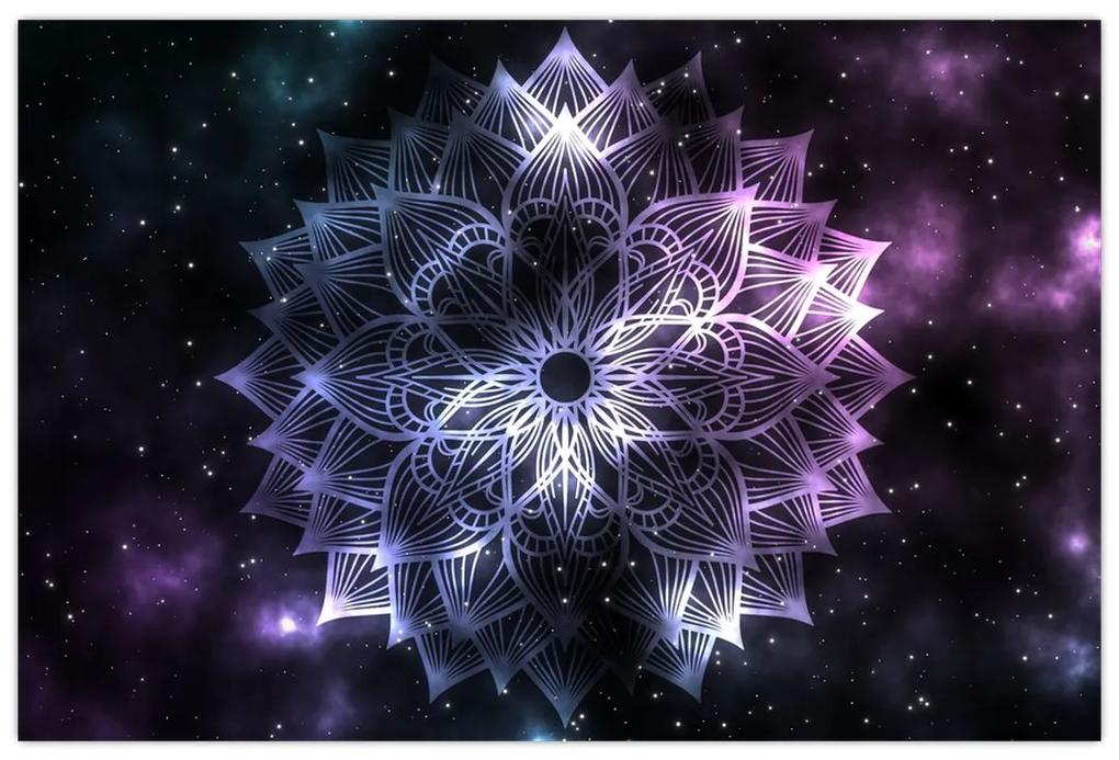 Obraz - Lotusová mandala vo vesmíre (90x60 cm)