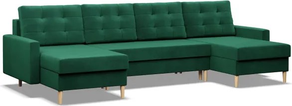 Sedacia súprava BLANK Elegant v tvare U fľaškovo zelená